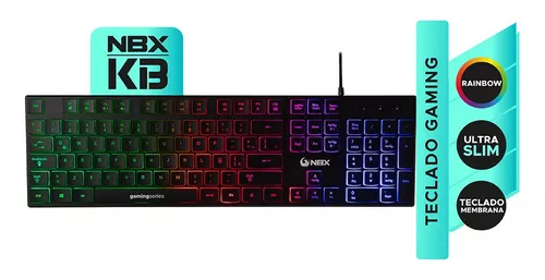 Teclado Gaming Nbx Ultra Slim Rainbow Negro Español