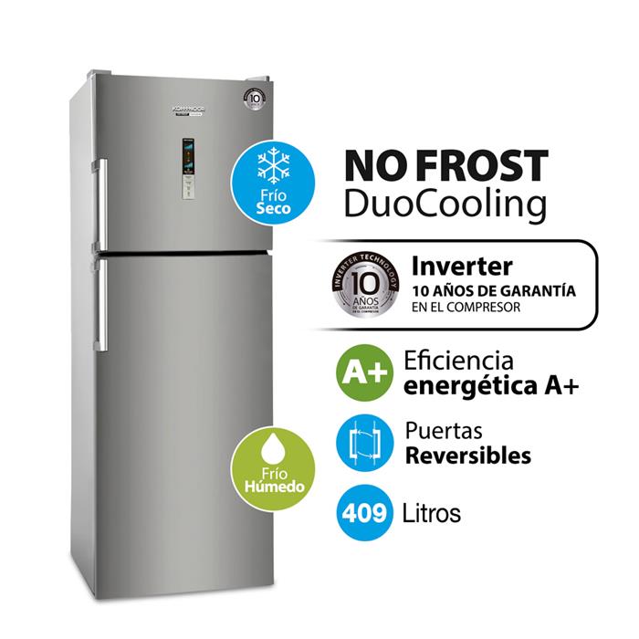 Heladera Kohinoor No Frost Inverter 409 Litros Acero Color Plateado