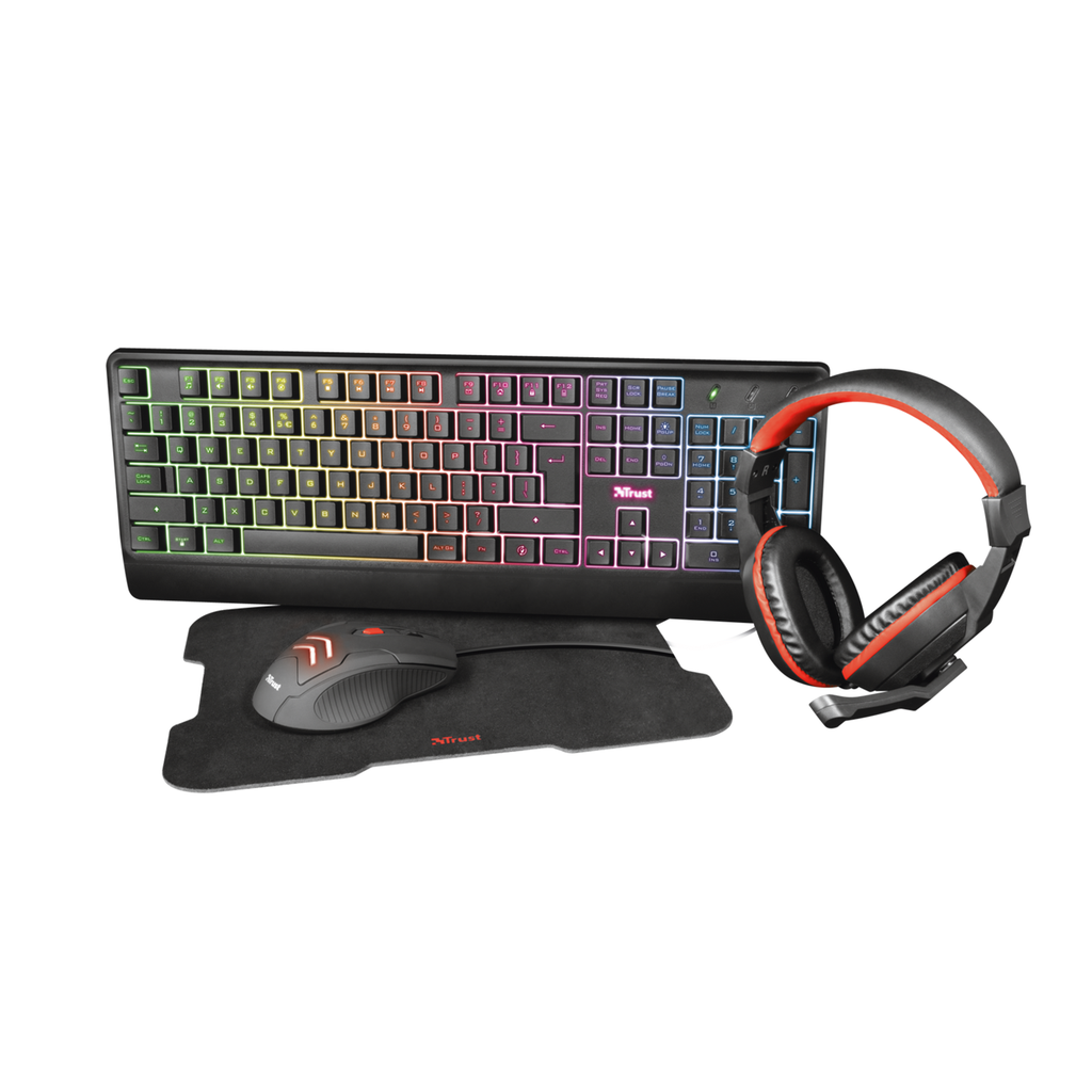 Combo Trust Ziva 4 En 1: Mouse + Teclado + Auricular + Pad - TRUST-24235